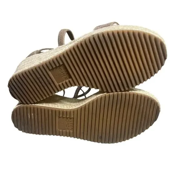 Eileen Fisher Metallic Leather Wanda Espadrille Wedge Sandal Women's Size 7 - Picture 5 of 7